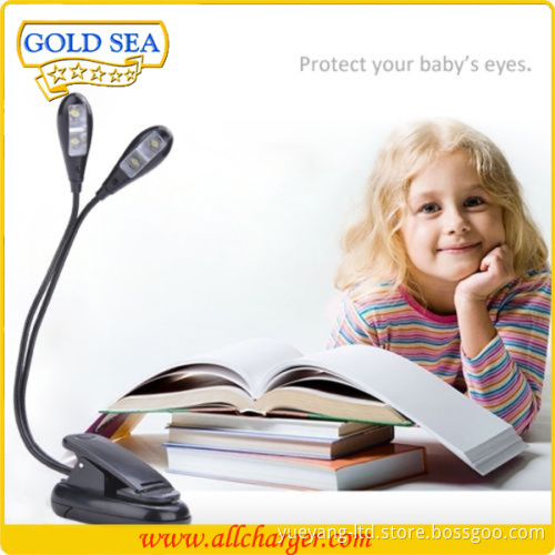 2 Arms LED Table Light Mini Clip Book Reading Lamp clamp Light